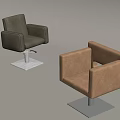 Modern Salon Chairs With Gray And Beige Leather Upholstery And Metal Bases