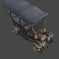 Vintage Classic Car With Convertible Top Gold Accents And Black Body