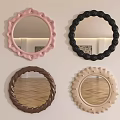 Set of Four Decorative Wall Mirrors with Colorful Ornate Frames in Pink Black Brown Beige