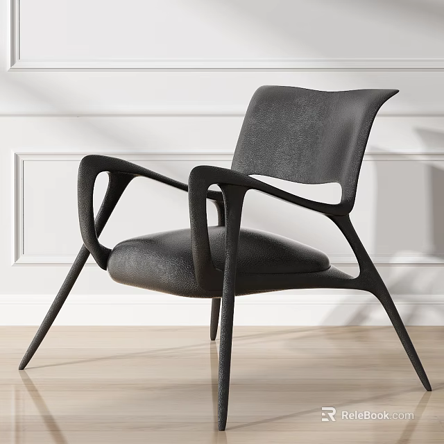 Modern Accent Chair With Curved Armrests And Sleek Design For Contemporary Living Room Decor 3d model 
