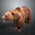 Realistic Brown Bear Model With Open Mouth And Thick Brown Fur Standing