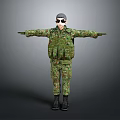 Military Character In Camouflage Uniform With Hat Sunglasses And Outstretched Arms