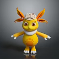 Cute Yellow Cartoon Game Movie Character With Big Ears White Belly And Spotted Paws