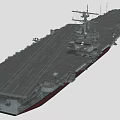 Large Military Aircraft Carrier Warship With Long Flight Deck And Tall Superstructure