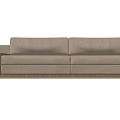 Modern Double Sofa With Beige Linen Fabric Comfortable Seats And Wooden Frame 3d model