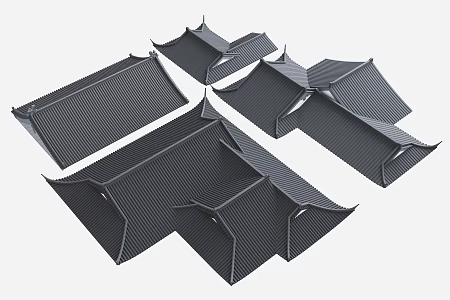 Eaves Combination Roof Eaves Green Tile Small Green Tile Roof Sloping Roof Ridge Huizhou Architecture Soviet Architecture Antique Architecture Ancient Architecture 3d model
