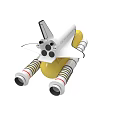 Detailed Space Shuttle Design With Yellow Fuel Tank And White Rocket Boosters
