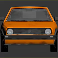 Orange Classic Hatchback Car With Retro Design And Shiny Exterior