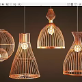 Pendant Lights with Various Openwork Shapes Brushed Copper Finish for Modern Interior Decor 3d model