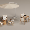 Log outdoor tables and chairs outdoor dining table umbrellas outdoor leisure tables and chairs 3d model