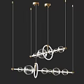 Modern Glass Globe Chandelier With Metal Rings And Hanging Design Elements