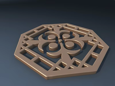 Intricate Octagonal Carving Artwork With Hollow Design And Circular Patterns 3d model