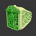 Ornate Gold Ring With Intricate Filigree Patterns And Square Shield Design 3d model