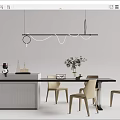 Modern Dining Table and Chair Combination Dining Table and Bar Combination 3d model