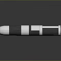 Cylindrical Metallic Weapon With Black And White Striped Tubular Design And Circular Opening