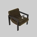 Modern Brown Suede Upholstered Single Sofa With Solid Wood Armrests For Cozy Living Room