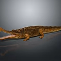 Realistic 3D Crocodile Model with Open Mouth and Brown Skin Texture on Gray Background