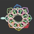 Colorful Ring Shaped Household Item With Multi Colored Petals And White Loops
