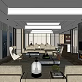 Hotel Guest Room With Modern Design Large Windows City View Sofa And Fireplace