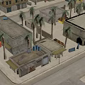 Aerial View Urban Planning Layout Featuring Buildings Palm Trees And Open Areas