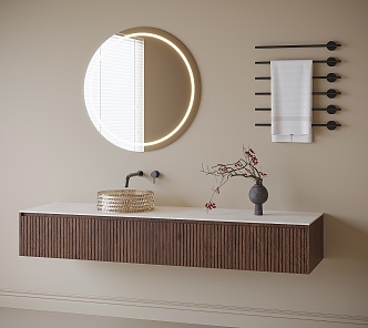 Modern Hanging Bathroom Cabinet Bathroom Cabinet Wash Desk Basin Mirror 3d model