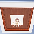 Wooden Framed Ceiling Design With White Center Panel And Decorative Pattern 3d model