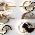 Assorted Modern Traditional Wall Decor With Fan Shaped Circular Gold Black Elements 3d model