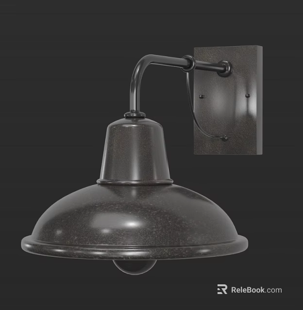 Metal Wall Lamp With Curved Arm And Dome Shade For Indoor Lighting Design 3d model 