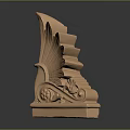Golden Decorative Plant Inspired Sculpture Featuring Intricate Leaf Like Patterns On Reflective Base 3d model