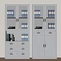 White Office Filing Cabinets with Glass Doors Drawers And Organized Files Books