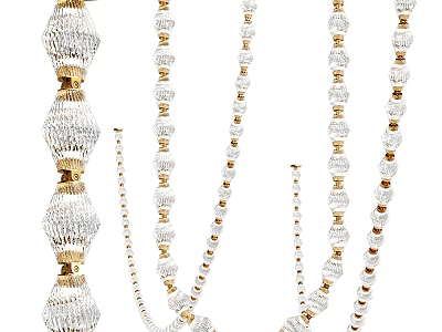 Elegant Crystal and Gold Chandelier with Beaded Hanging Design for Home Decor 3d model