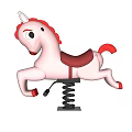 Pink Spring Rocking Horse With Red Mane Tail Saddle Black Spring Base And White Platform