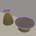 Modern Conical Base Side Tables With Round Top And Dark Brown Finish 3d model