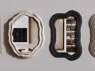 Modern Wall Mirrors With Curved Frames And Stylish Design For Home Decor 3d model