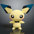 Cute Yellow Cartoon Character Creature With Big Blue And Black Ears And Round Eyes