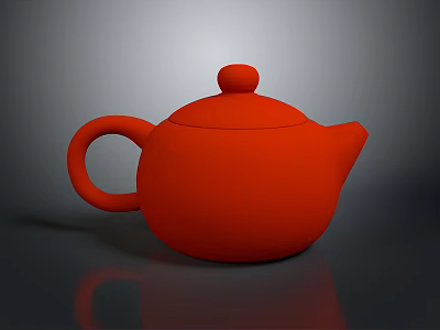 Vibrant Red Ceramic Teapot With Modern Design For Home Kitchen Use 3d model