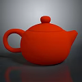 Vibrant Red Ceramic Teapot With Modern Design For Home Kitchen Use 3d model
