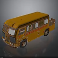 Vintage Orange Toy Bus Model With Rustic Exterior And Classic Design Details