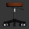 Red Cushioned Bar Stool With Black Five Legged Base Wheels And Height Adjustable Lever 3d model
