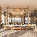 modern reception area sales department hall reception hall lobby front desk sand table area sales department chandelier negotiation area 3d model