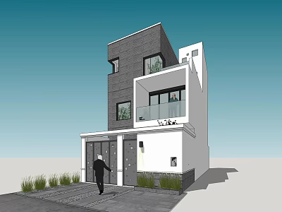 Modern Detached Villa Exterior Design With Multiple Floors Large Windows And Balcony 3d model