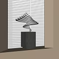 Modern Spiral Metal Blade Sculpture On Gray Cube Base By Bright Window Blinds