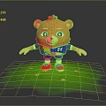 Cartoon Bear Character Wearing Blue Shirt With Number 24 And Colorful Patterns On Green Grass