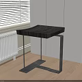 Modern Black Side Table With Metal Frame And Wooden Top In Living Space