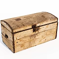 Vintage Wooden Chest With Rustic Design Metal Lock And Natural Wood Grain