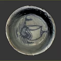 Carved Ceramic Bowl With Blue And White Floral Patterns And Intricate Details