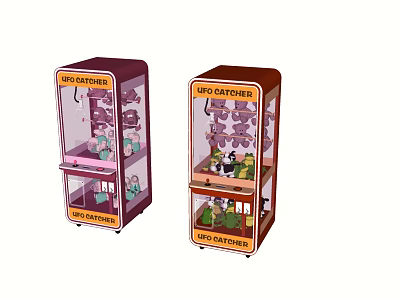 Doll Catcher Arcade Game Machines With Transparent Windows And Stuffed Toys 3d model