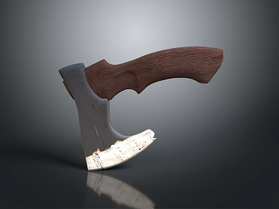 Sturdy Axe Weapon With Wooden Handle And Sharp Metal Head Design 3d model