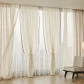 Beige Flowy Curtains With Tied Accents In Modern Interior By Window