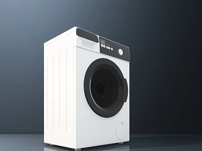 Modern White Front Loading Washing Machine With Digital Control Panel And Round Door 3d model